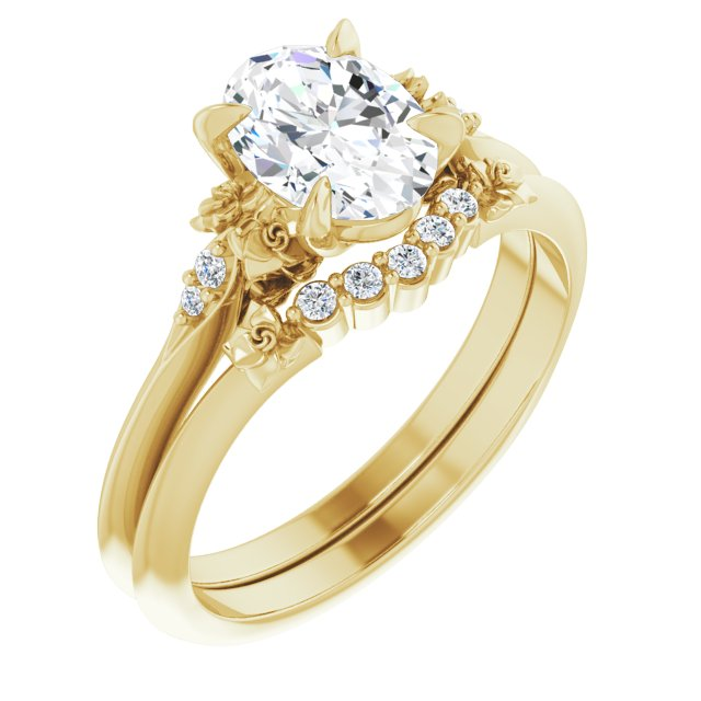 14K Yellow 8x6 mm Oval .03 CTW Natural Diamond Semi-Set Engagement Ring
