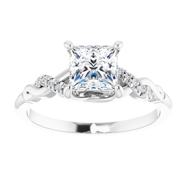 14K White 5.5x5.5 mm Square .04 CTW Natural Diamond Semi-Set Engagement Ring