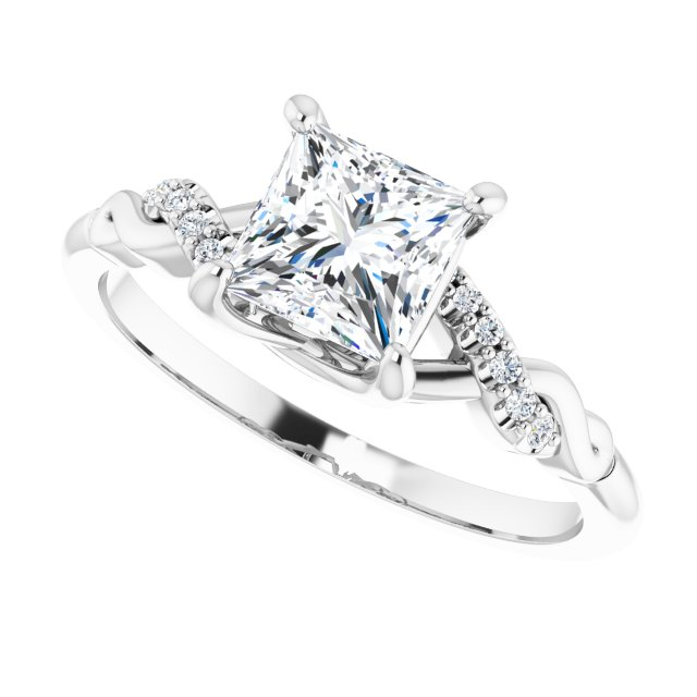 14K White 5.5x5.5 mm Square .04 CTW Natural Diamond Semi-Set Engagement Ring