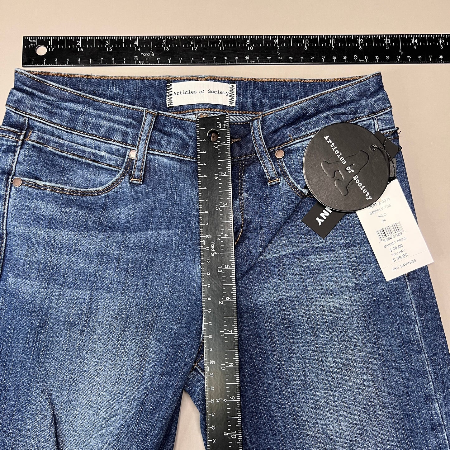 ARTICLES OF SOCIETY Hilo Ripped Denim Jeans Women's Sz 24 Blue 5350PLV-706 (New)