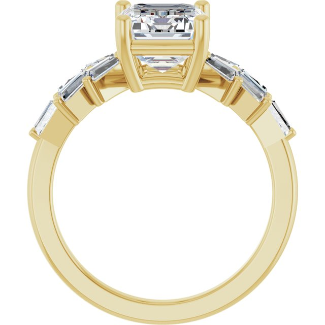 14K Yellow 8 x 6 mm Emerald 3/8 CTW Lab-Grown Diamond Semi-Set Engagement Ring