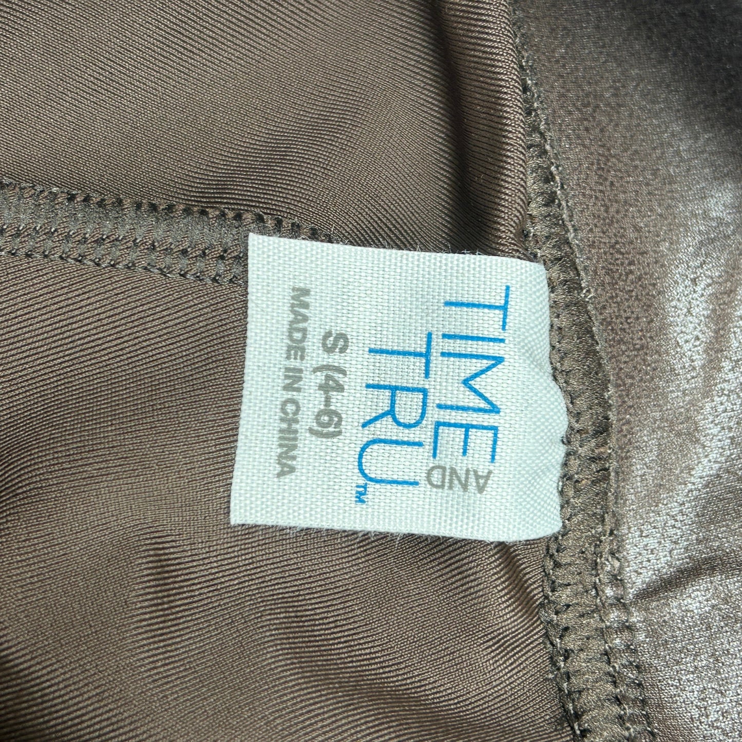 TIME AND TRU Women's Faux Leather Leggings Sz S 4-6 Brown (New)
