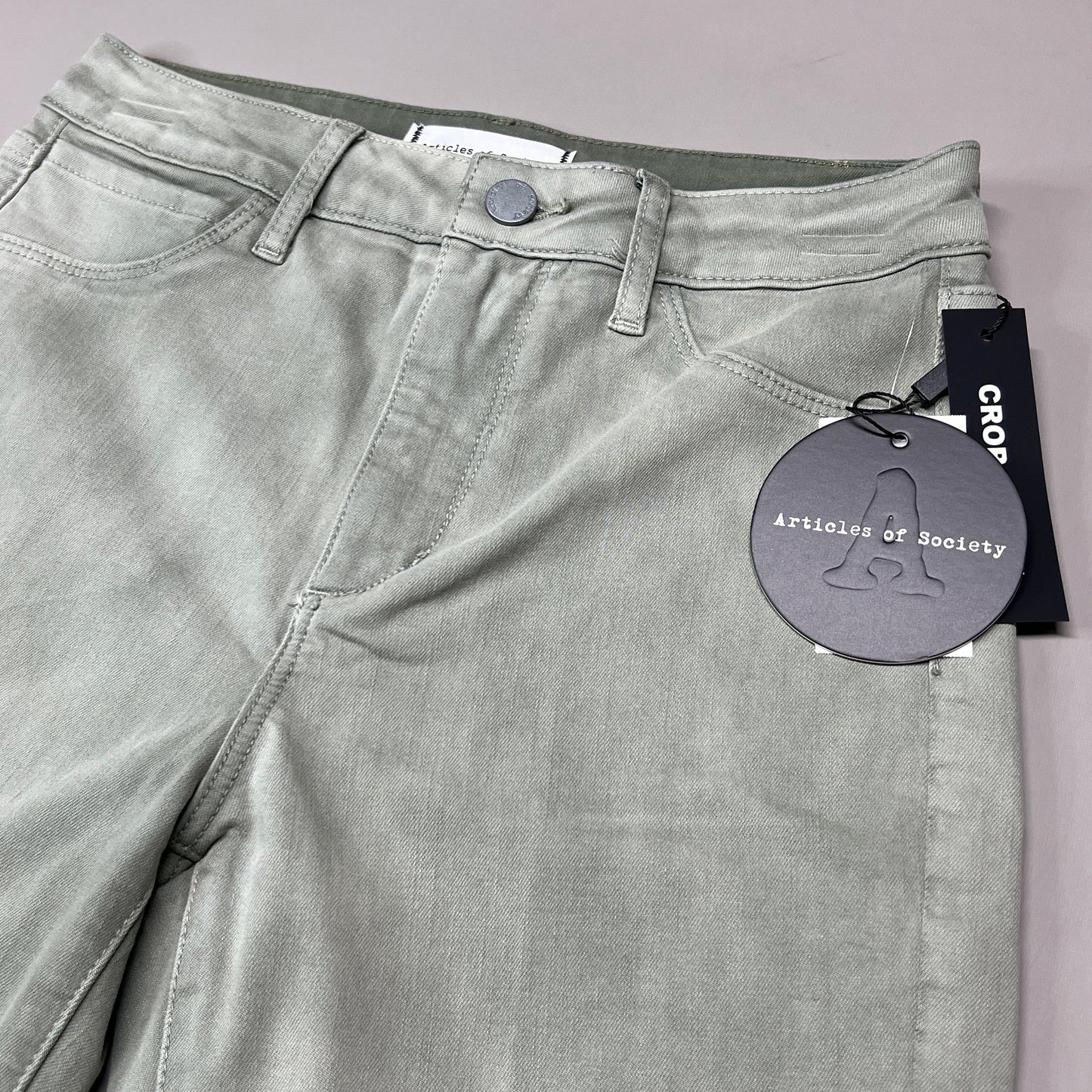 ARTICLES OF SOCIETY London Cropped Flare Pants In Lihue Women's Sz 26 Olive 5056CR-722 (New)