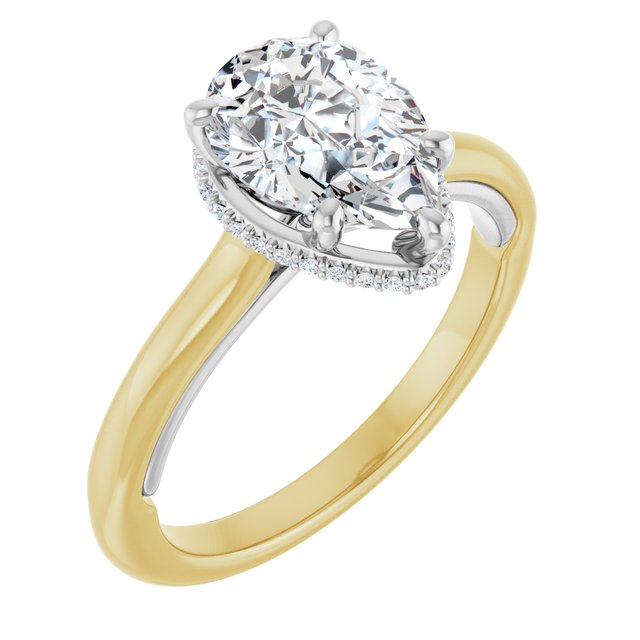 14K Yellow/White 10 x 7 mm Pear .06 CTW Natural Diamond Semi-set Engagement Ring