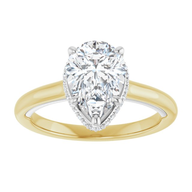 14K Yellow/White 10 x 7 mm Pear .06 CTW Natural Diamond Semi-set Engagement Ring