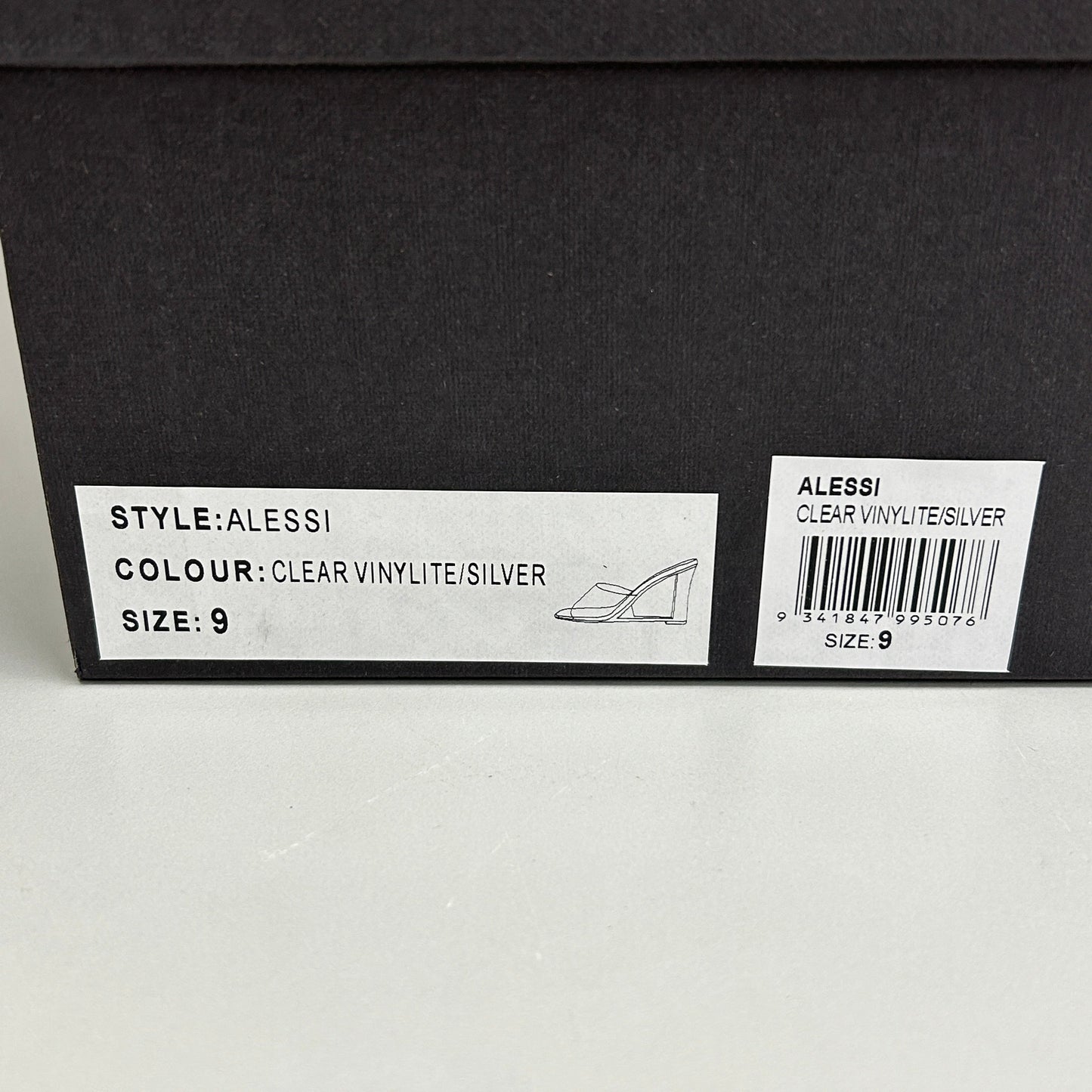 TONY BIANCO Alessi Clear Vinylite/Silver Wedges Women's Heels Sz 9 (New)