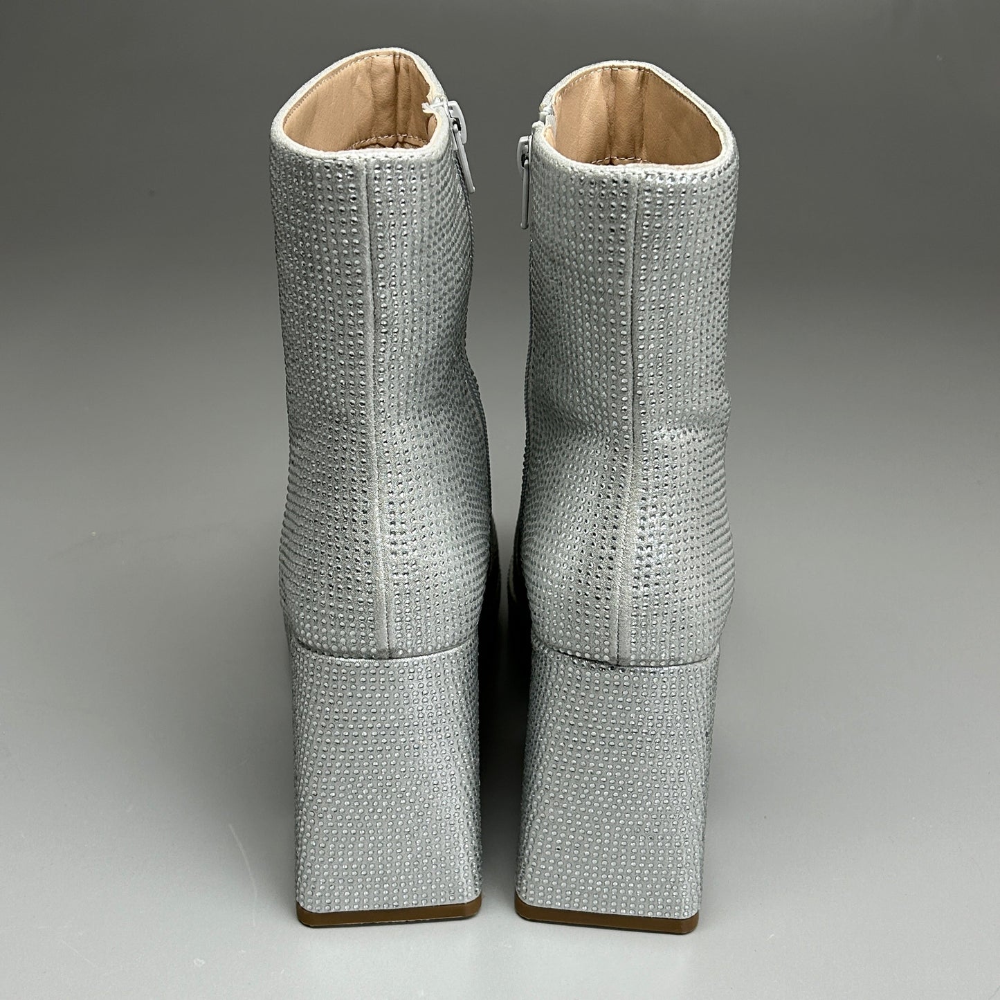MIA Iva Silver Stone Heeled Boots Women's Sz 9.5 Silver GS1253108 (New)