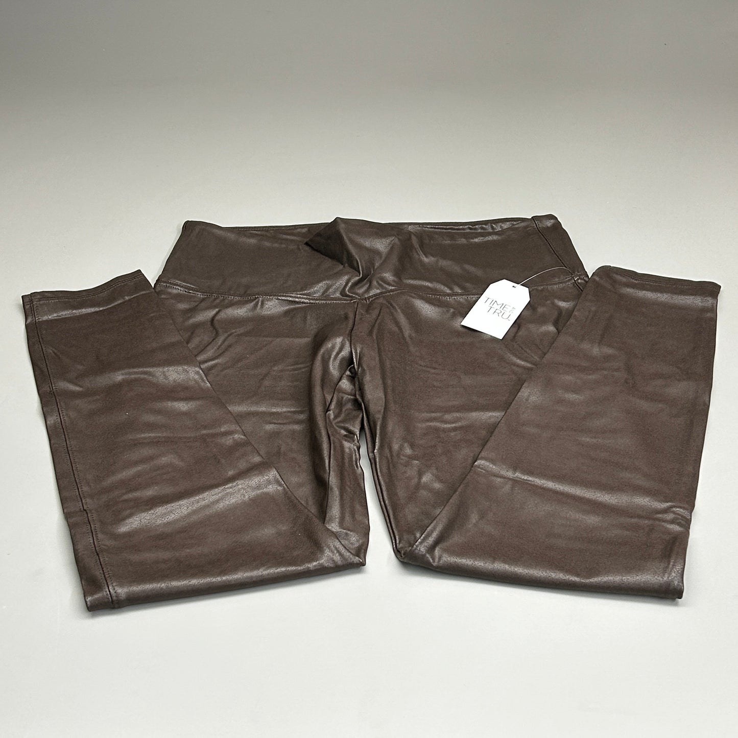 TIME AND TRU Women's Faux Leather Leggings Sz XL 16-18 Brown (New)