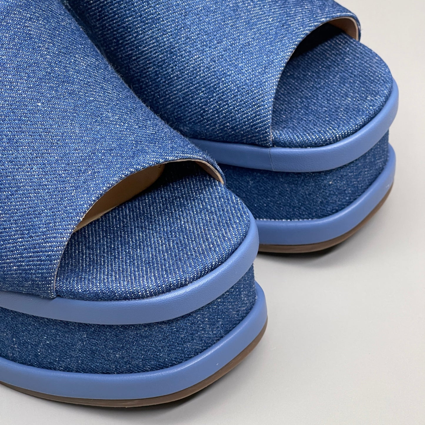 SCHUTZ Dalle Denim Women's Wedge Sandal Blue Platform Shoe Sz 8B (New)