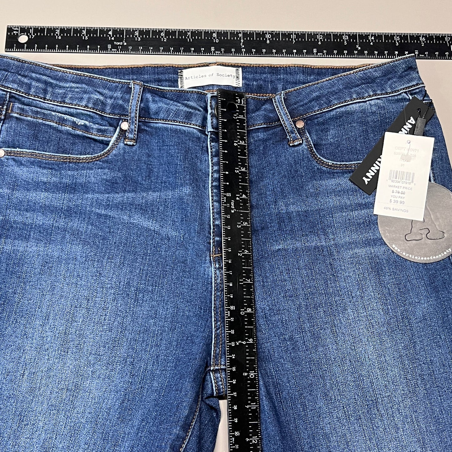 ARTICLES OF SOCIETY Hilo Ripped Denim Jeans Women's Sz 32 Blue 5350PLV-706 (New)