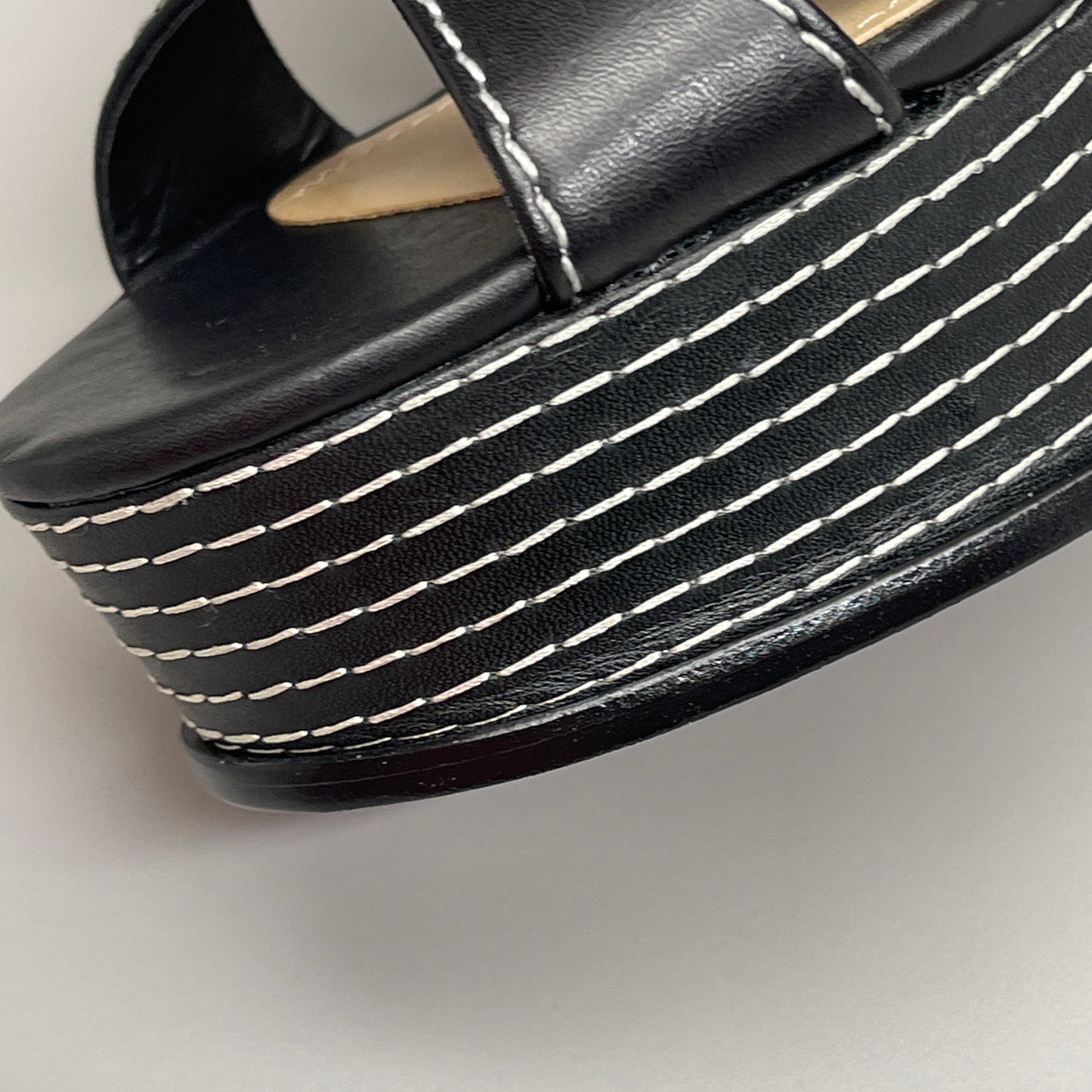 SCHUTZ Keefa Casual Women's Leather Sandal Black Platform 4" Heel Shoes Sz 9B (New)