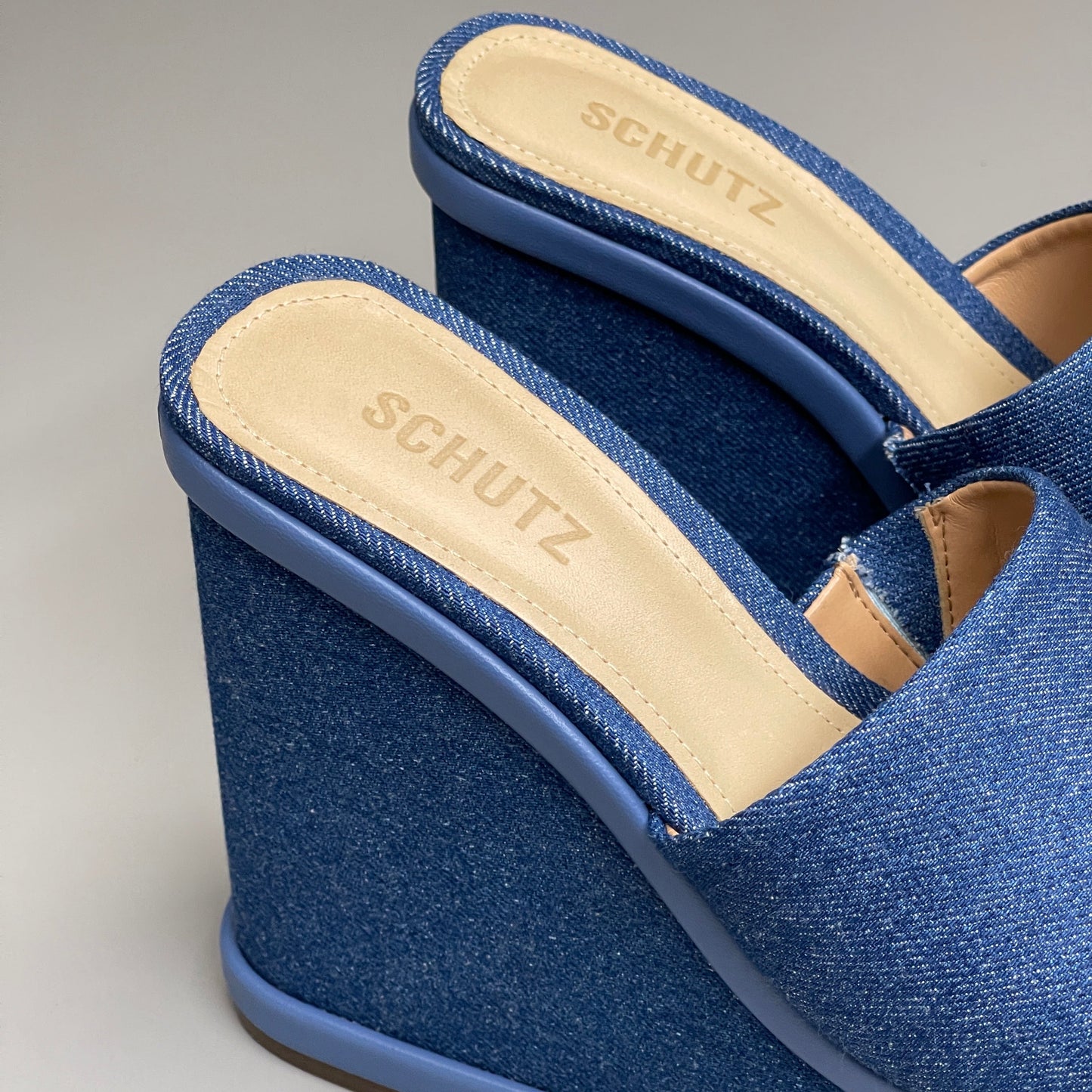 SCHUTZ Dalle Denim Women's Wedge Sandal Blue Platform Shoe Sz 10.5B (New)