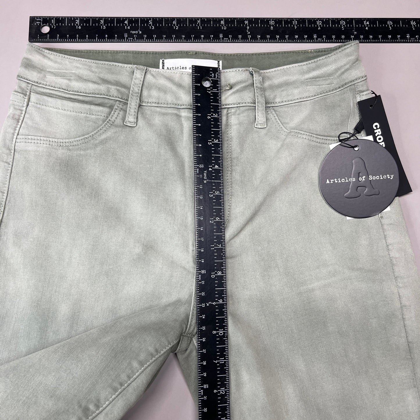 ARTICLES OF SOCIETY London Cropped Flare Pants In Lihue Women's Sz 26 Olive 5056CR-722 (New)