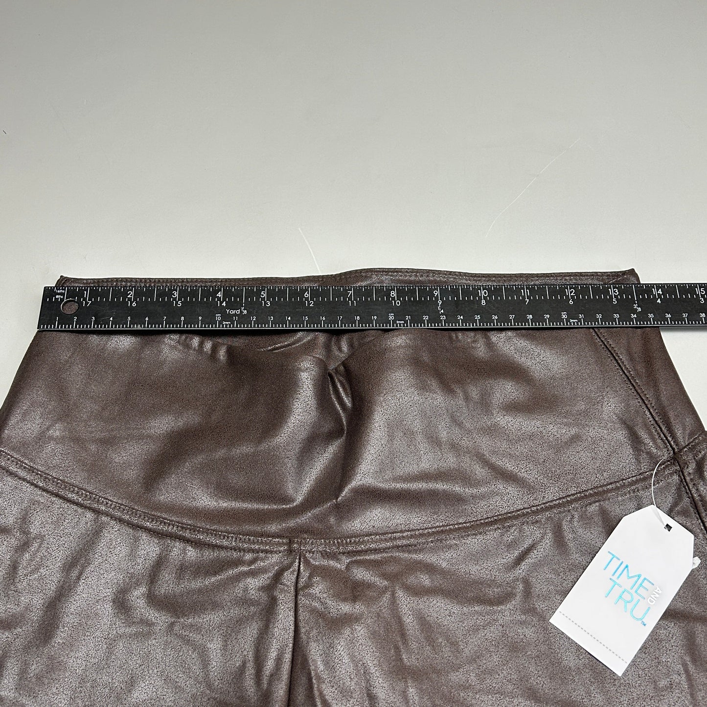 TIME AND TRU Women's Faux Leather Leggings Sz L 12-14 Brown (New)