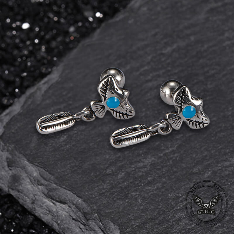 Indian Eagle Stainless Steel Stud Earrings
