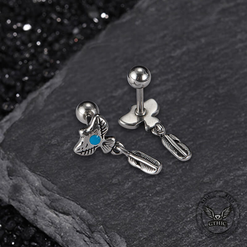 Indian Eagle Stainless Steel Stud Earrings