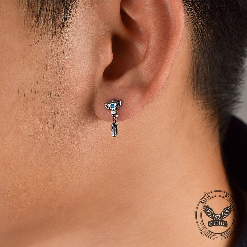 Indian Eagle Stainless Steel Stud Earrings