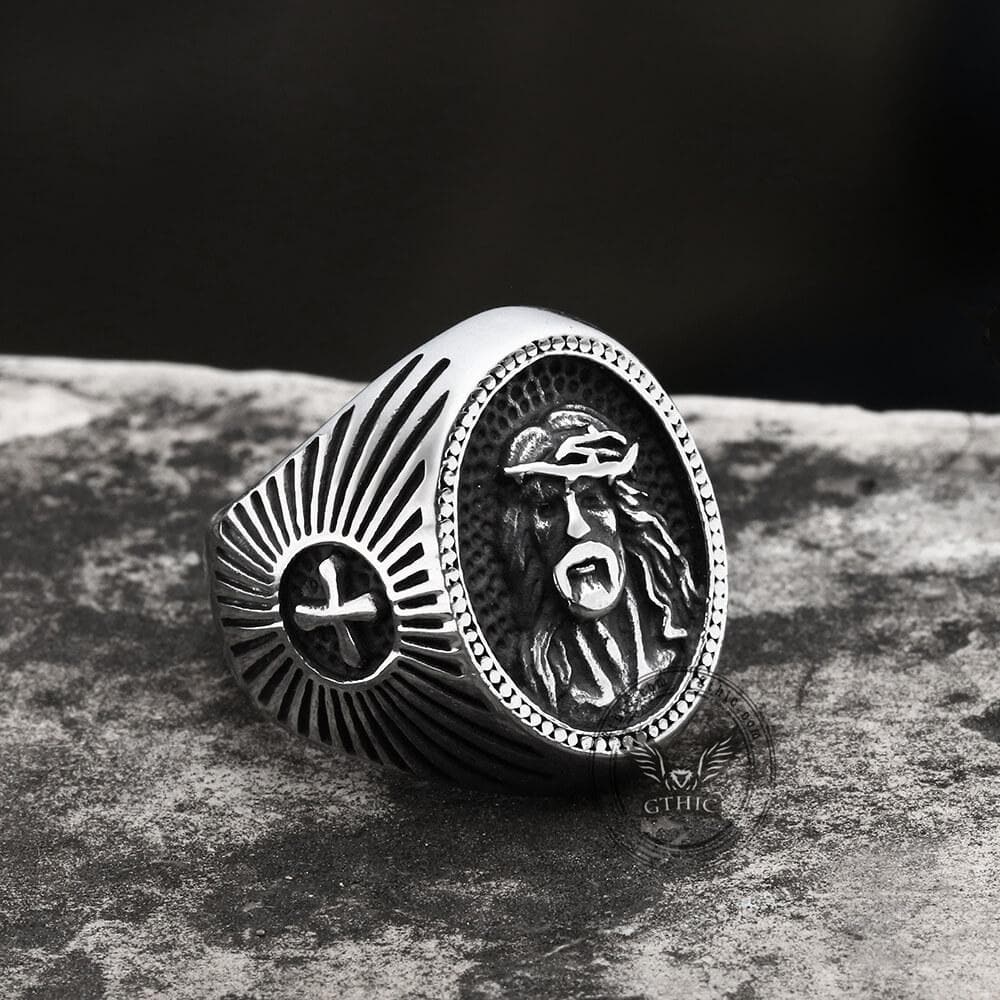 Jesus Cross Stainless Steel Religious Ring