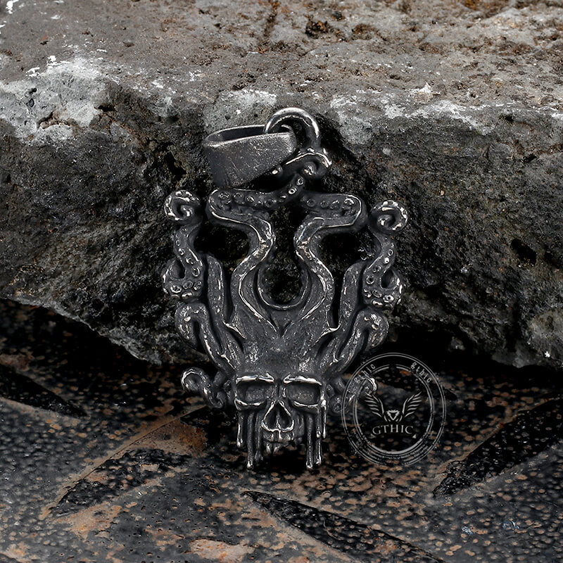 Kraken Octopus Stainless Steel Skull Pendant