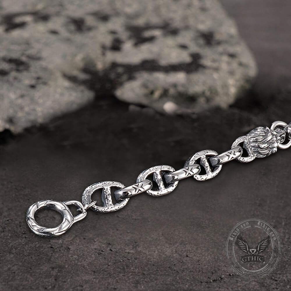 Lion Head Stainless Steel Skull Bracelet
