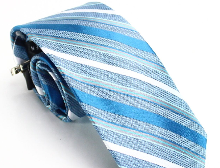 Van Heusen Men's Neck Tie Slim Thomas Striped Skinny Tie-Clip Silk Blue One Size