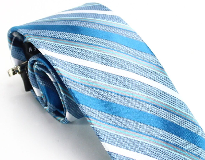 Van Heusen Men's Neck Tie Slim Thomas Striped Skinny Tie-Clip Silk Blue One Size