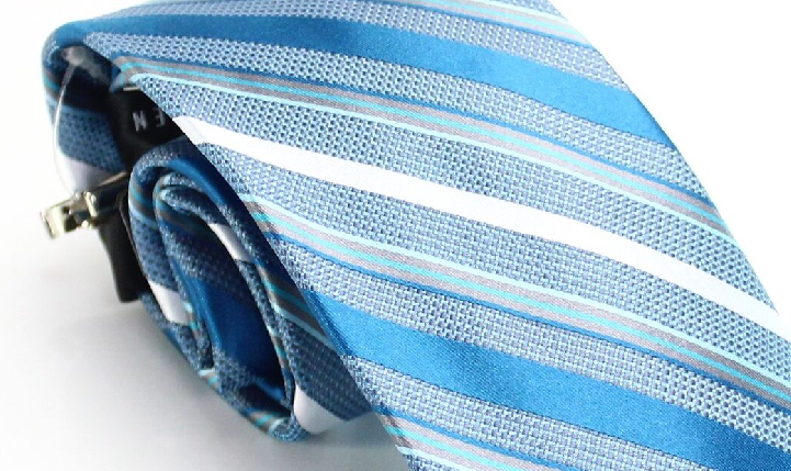 Van Heusen Men's Neck Tie Slim Thomas Striped Skinny Tie-Clip Silk Blue One Size