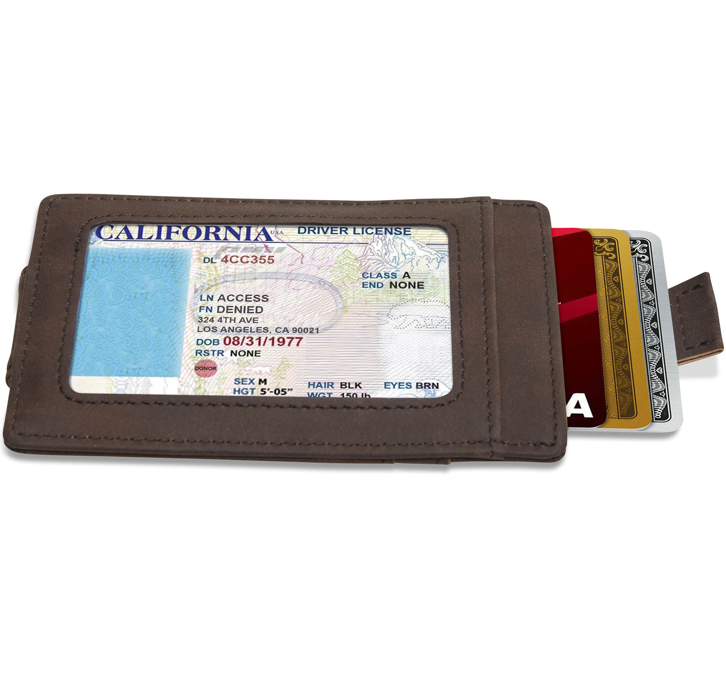 Money Clip Card Holder With Pull Strap