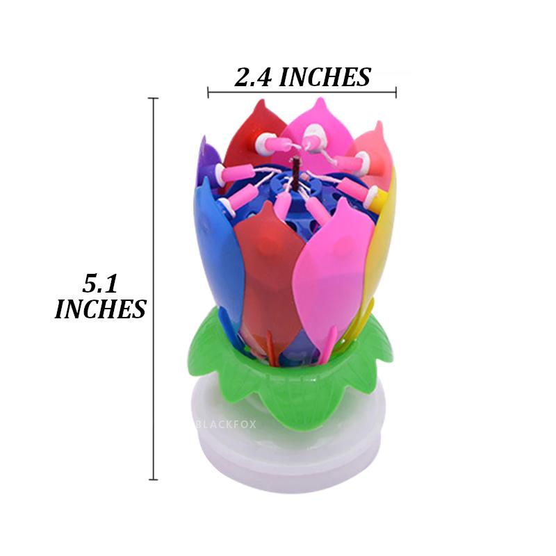 Multi Color "Happy Birthday" Singing Musical Flower Candle - Rotating Party Light Magical Lotus Music Cake Candles