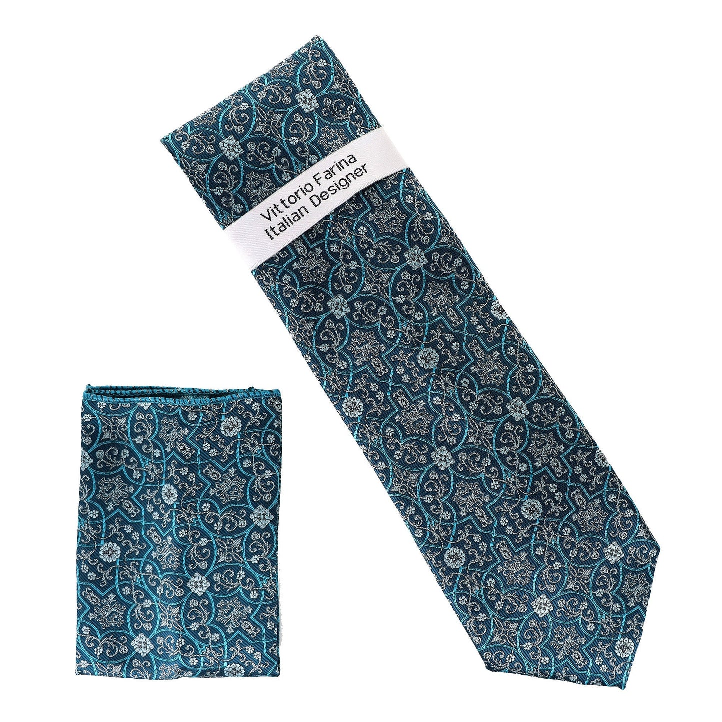 Vittorio Farina Men's Floral Design Necktie & Pocket Square
