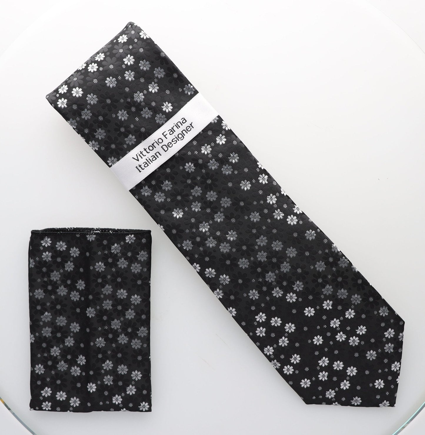 Vittorio Farina Men's Floral Design Necktie & Pocket Square