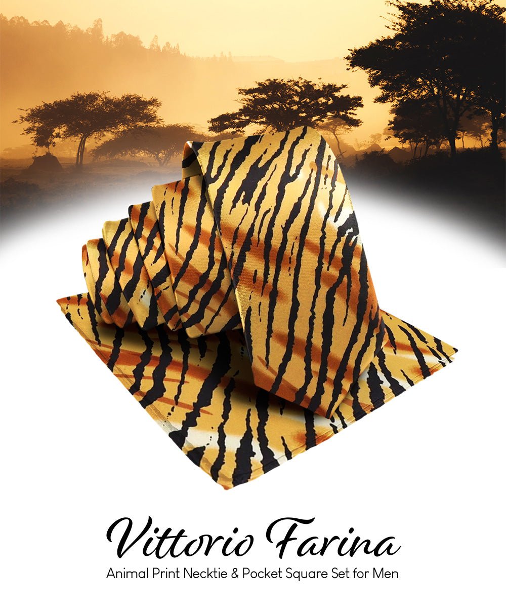 Vittorio Farina Men's Kente Satin Necktie & Pocket Square
