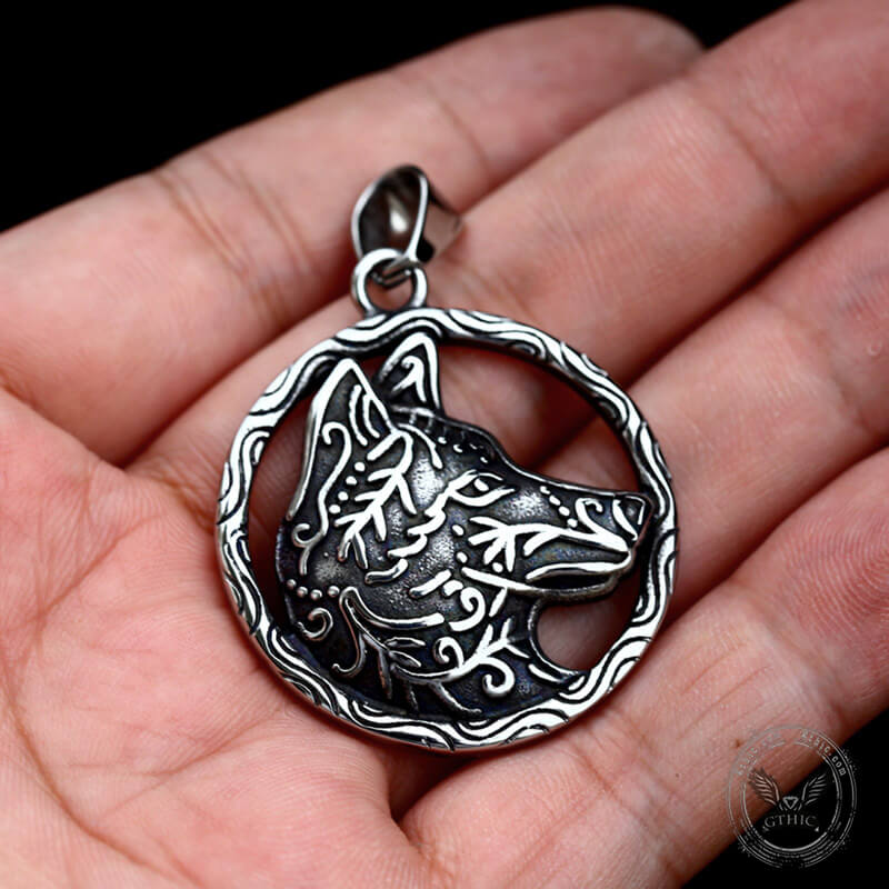 Nordic Viking Wolf Head Stainless Steel Pendant