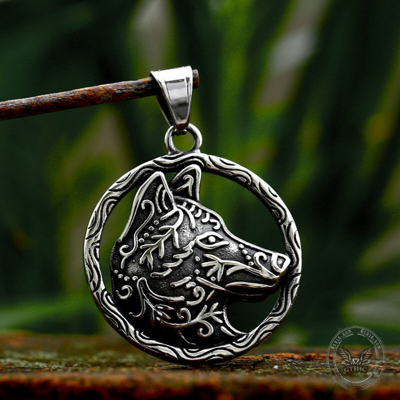 Nordic Viking Wolf Head Stainless Steel Pendant