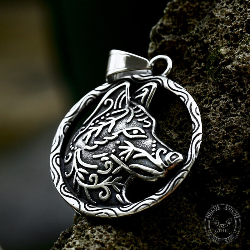 Nordic Viking Wolf Head Stainless Steel Pendant