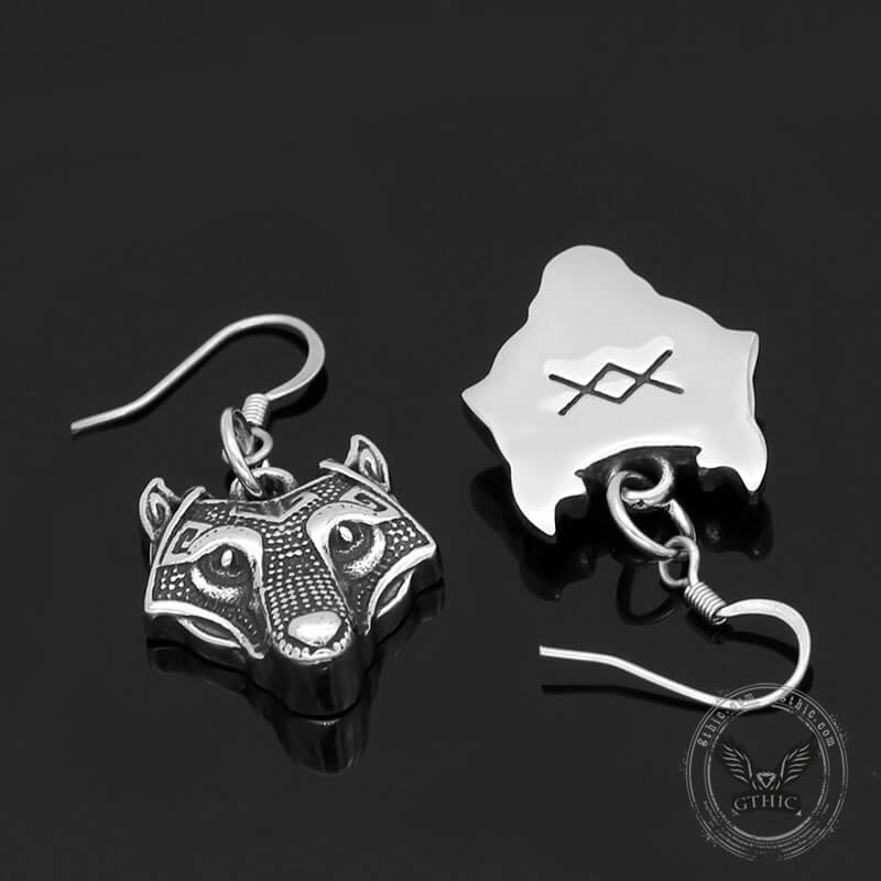 Nordic Wolf Stainless Steel Viking Earring