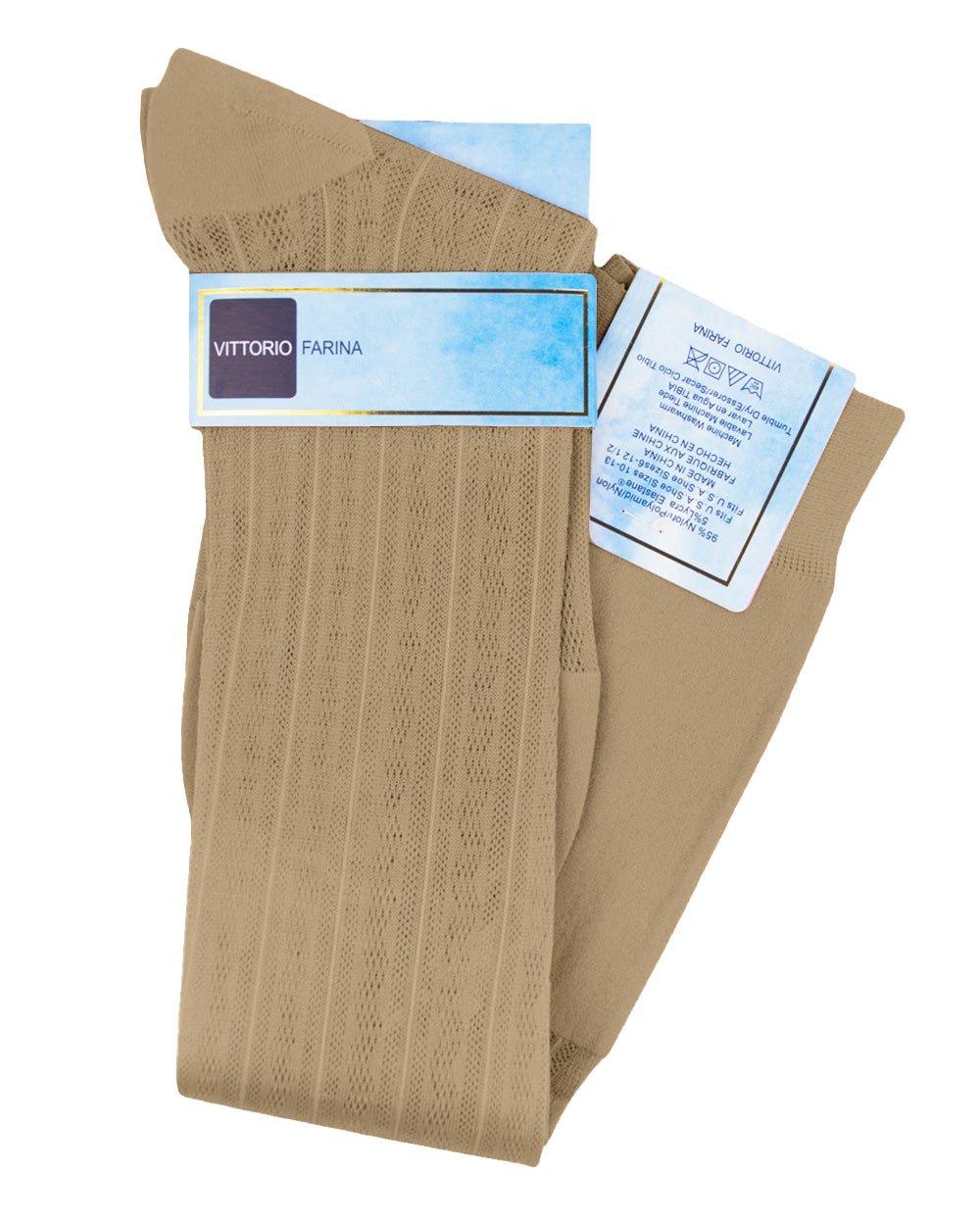 Vittorio Farina Men's Ribbed Shear Nylon Over The Calf Dress Socks