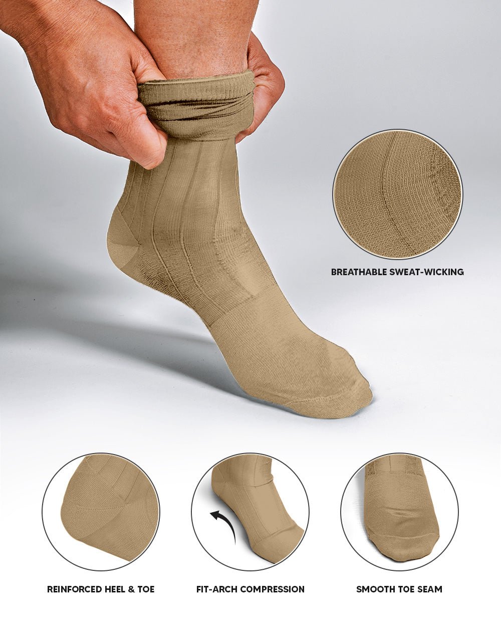 Vittorio Farina Men's Ribbed Shear Nylon Over The Calf Dress Socks