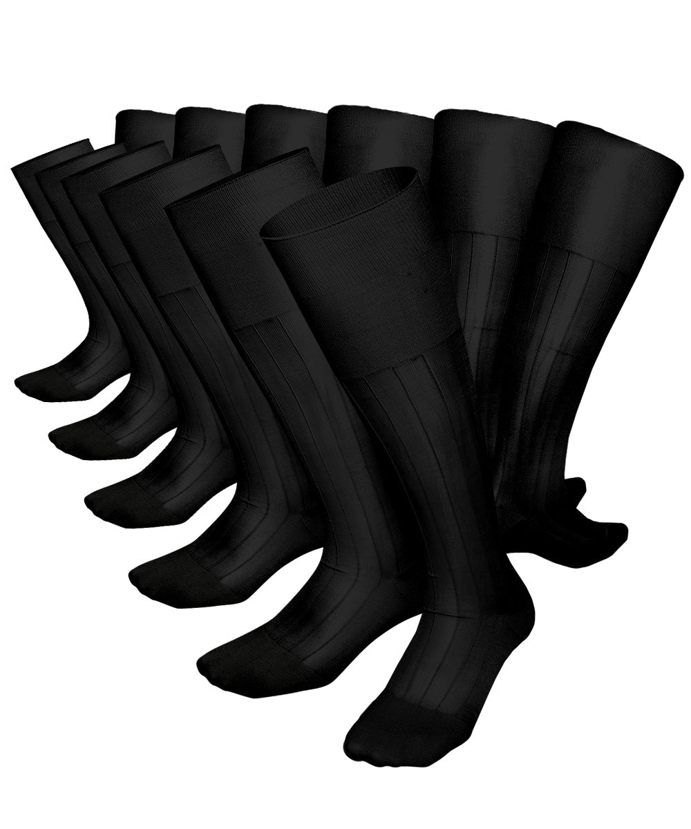 Vittorio Farina Men's Ribbed Shear Nylon Over The Calf Dress Socks