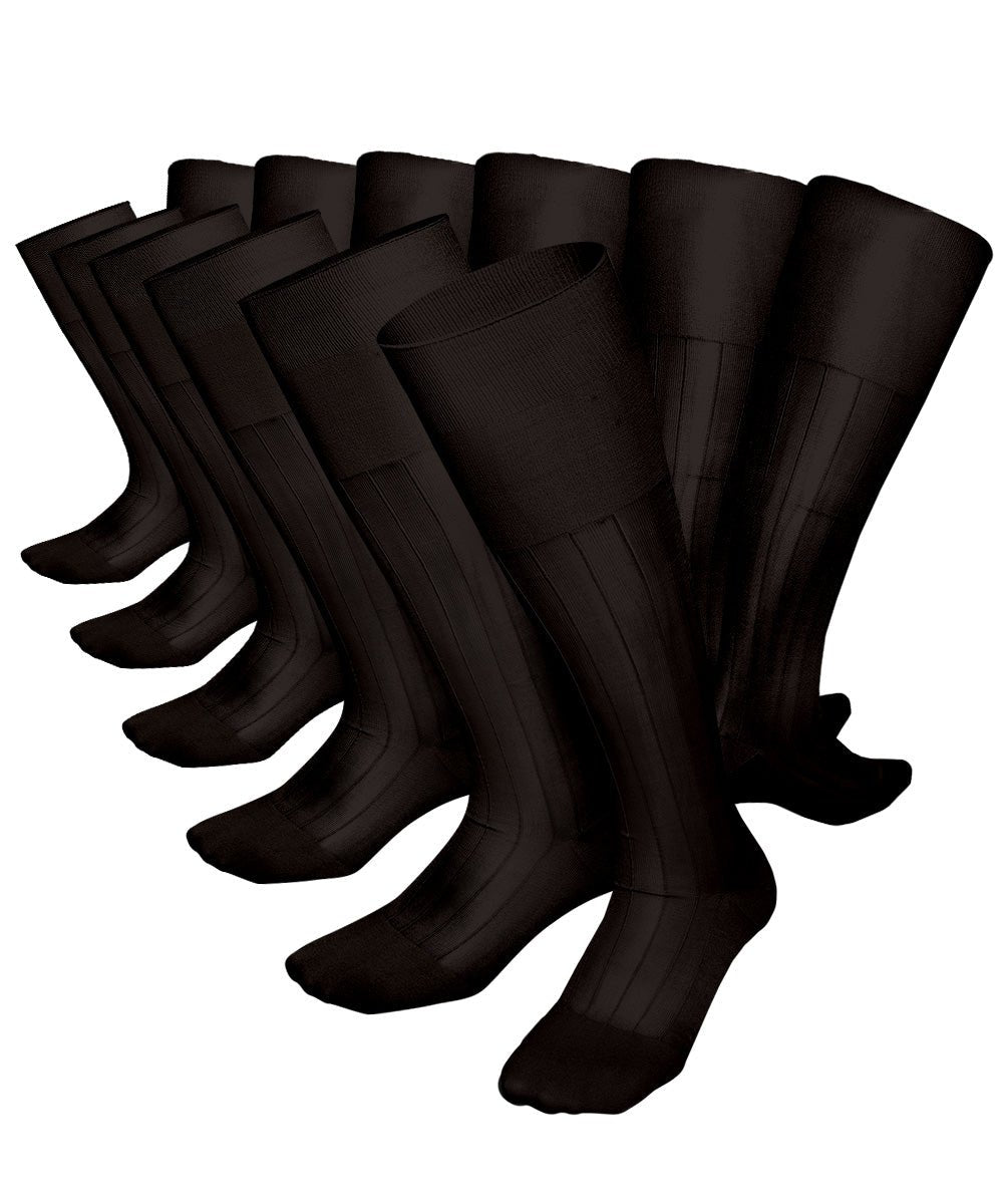 Vittorio Farina Men's Ribbed Shear Nylon Over The Calf Dress Socks