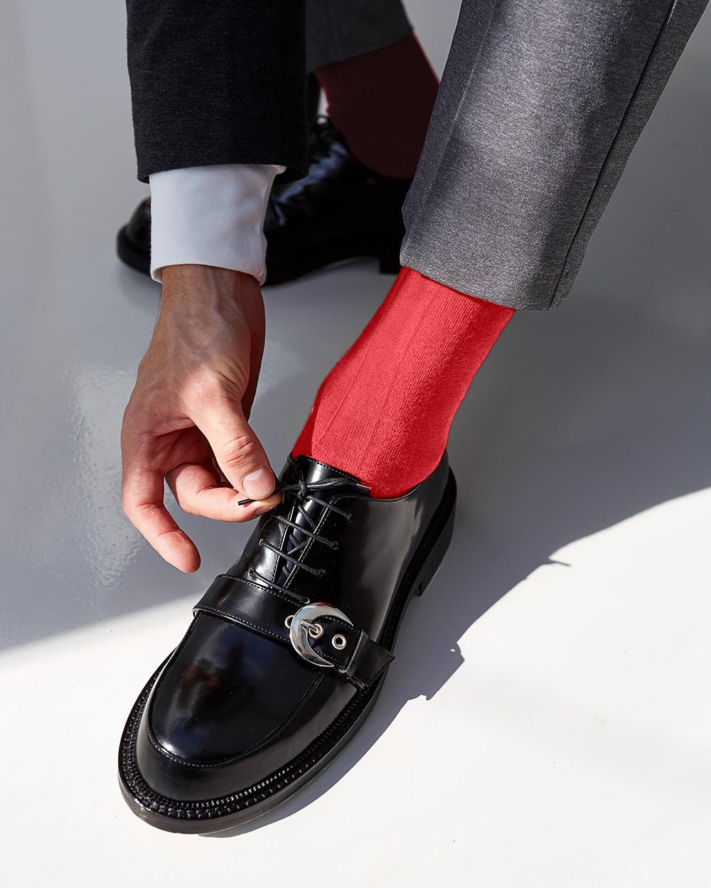 Vittorio Farina Men's Ribbed Shear Nylon Over The Calf Dress Socks