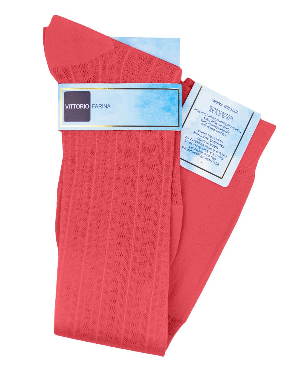 Vittorio Farina Men's Ribbed Shear Nylon Over The Calf Dress Socks
