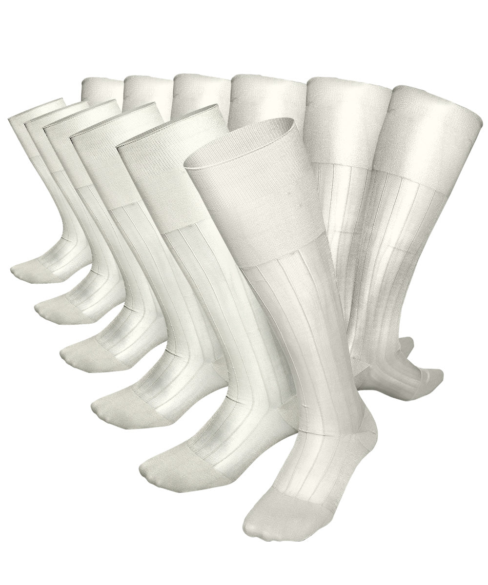 Vittorio Farina Men's Ribbed Shear Nylon Over The Calf Dress Socks