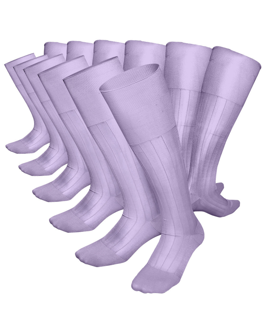 Vittorio Farina Men's Ribbed Shear Nylon Over The Calf Dress Socks