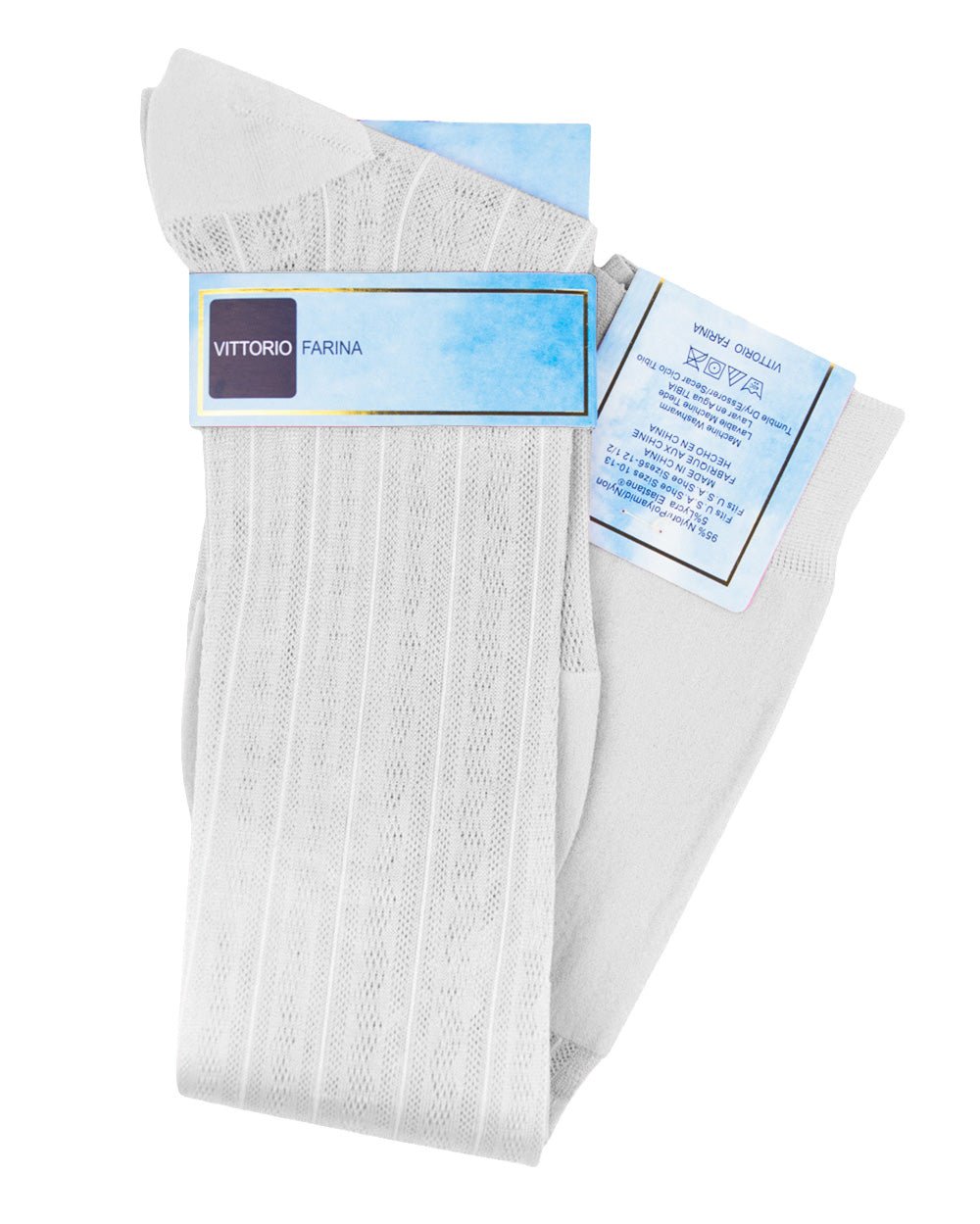 Vittorio Farina Men's Ribbed Shear Nylon Over The Calf Dress Socks