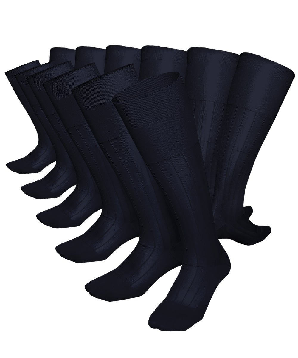 Vittorio Farina Men's Ribbed Shear Nylon Over The Calf Dress Socks