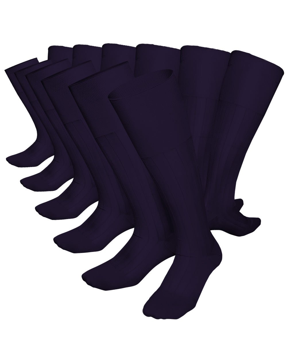 Vittorio Farina Men's Ribbed Shear Nylon Over The Calf Dress Socks