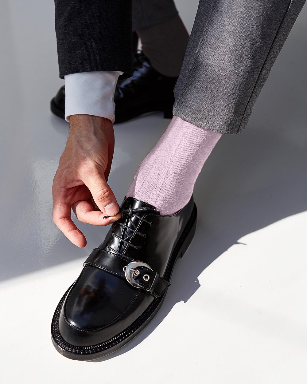 Vittorio Farina Men's Ribbed Shear Nylon Over The Calf Dress Socks
