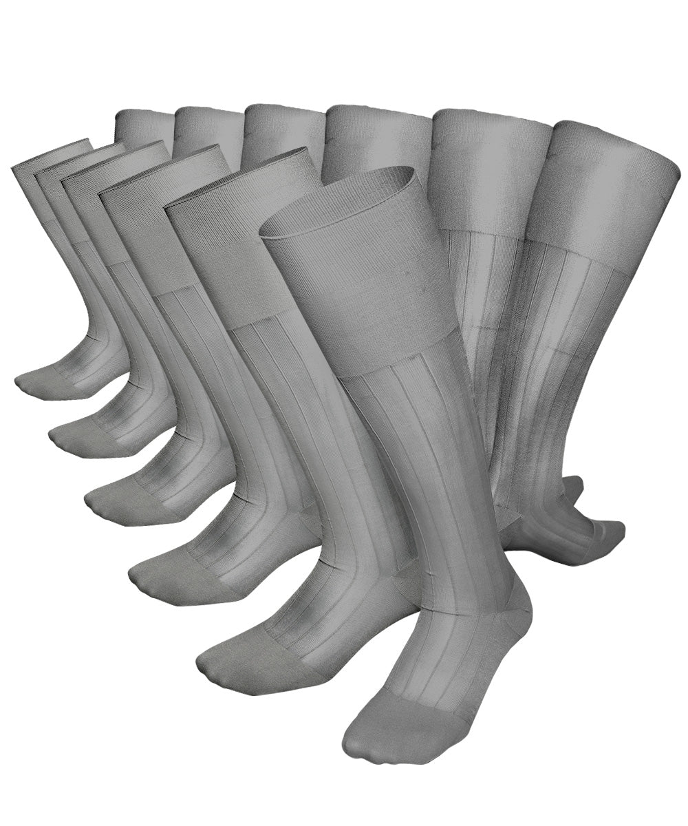 Vittorio Farina Men's Ribbed Shear Nylon Over The Calf Dress Socks
