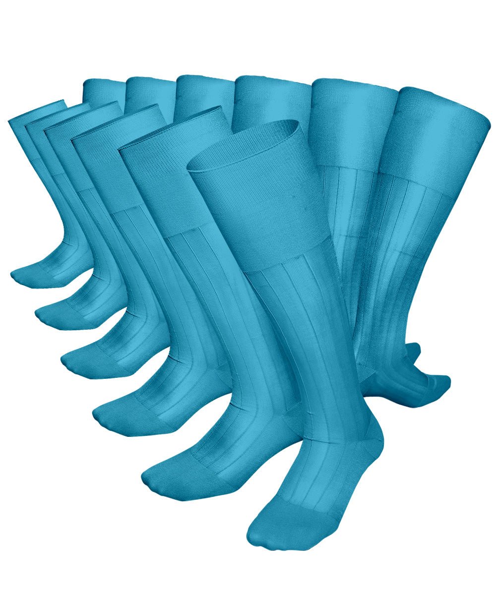 Vittorio Farina Men's Ribbed Shear Nylon Over The Calf Dress Socks